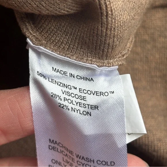 Women’s Quince Eco-Knit Milano Stitch Pullover Hoodie Sweater Taupe Brown Sz M - Picture 7 of 10